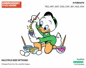 Louie Painting Easter Eggs - Disney Characters - Easter - Holiday Inspired Embroidery Design in 3 sizes & 8 formats
