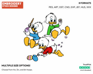 Huey, Dewey, Louie Painting Easter Eggs - Disney Characters - Easter - Holiday Inspired Embroidery Design in 3 sizes & 8 formats