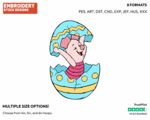 Piglet - Disney Characters - Easter - Holiday Inspired Embroidery Design in 3 sizes & 8 formats