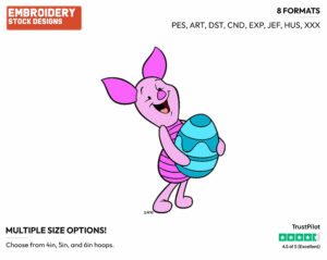 Piglet - Disney Characters - Easter - Holiday Inspired Embroidery Design in 3 sizes & 8 formats