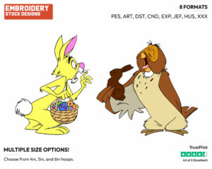 Rabbit, Owl - Disney Characters - Easter - Holiday Inspired Embroidery Design in 3 sizes & 8 formats