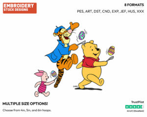 Winnie The Pooh, Tigger, Piglet - Disney Characters - Easter - Holiday Inspired Embroidery Design in 3 sizes & 8 formats