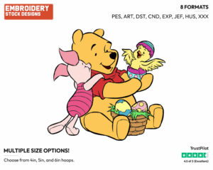 Pooh, Piglet - Disney Characters - Easter - Holiday Inspired Embroidery Design in 3 sizes & 8 formats