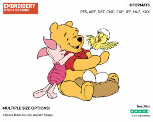 Winnie The Pooh, Piglet - Disney Characters - Easter - Holiday Inspired Embroidery Design in 3 sizes & 8 formats