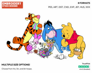 Pooh, Friends - Disney Characters - Easter - Holiday Inspired Embroidery Design in 3 sizes & 8 formats