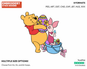 Winnie The Pooh And Piglet - Disney Characters - Easter - Holiday Inspired Embroidery Design in 3 sizes & 8 formats