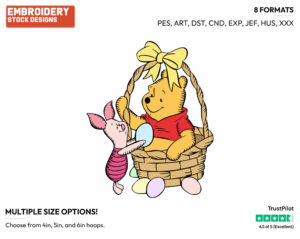 Winnie, Piglet - Disney Characters - Easter - Holiday Inspired Embroidery Design in 3 sizes & 8 formats
