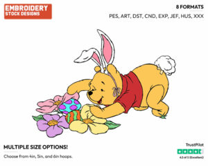 Easter Bunny Winnie The Pooh - Disney Characters - Easter - Holiday Inspired Embroidery Design in 3 sizes & 8 formats