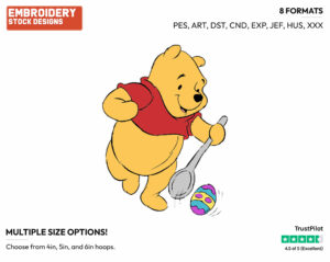 Winnie Playing Spoon Easter Game - Disney Characters - Easter - Holiday Inspired Embroidery Design in 3 sizes & 8 formats