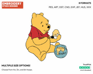 Winnie The Pooh - Disney Characters - Easter - Holiday Inspired Embroidery Design in 3 sizes & 8 formats