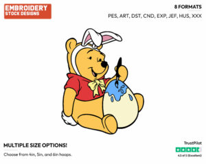 Winnie - Disney Characters - Easter - Holiday Inspired Embroidery Design in 3 sizes & 8 formats
