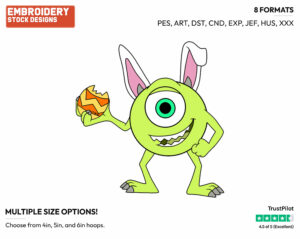 Mike Wazowski - Disney Characters - Easter - Holiday Inspired Embroidery Design in 3 sizes & 8 formats