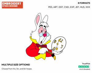 White Rabbit Easter Egg - Disney Characters - Easter - Holiday Inspired Embroidery Design in 3 sizes & 8 formats