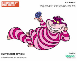 Cheshire Cat - Disney Characters - Easter - Holiday Inspired Embroidery Design in 3 sizes & 8 formats