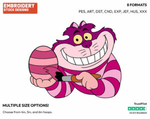 Cheshire Cat Painting Easter Egg - Disney Characters - Easter - Holiday Inspired Embroidery Design in 3 sizes & 8 formats