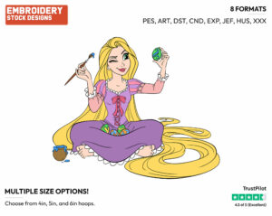 Rapunzel Painting Easter Egg - Disney Characters - Easter - Holiday Inspired Embroidery Design in 3 sizes & 8 formats
