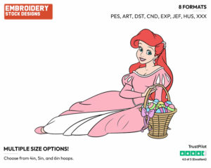 Ariel - Disney Characters - Easter - Holiday Inspired Embroidery Design in 3 sizes & 8 formats