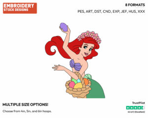 Ariel Easter Eggs - Disney Characters - Easter - Holiday Inspired Embroidery Design in 3 sizes & 8 formats
