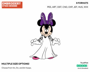 Minnie As Frankenstein's Bride - Disney Characters - Halloween - Holiday Inspired Embroidery Design in 3 sizes & 8 formats