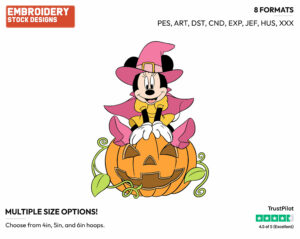 Minnie Mouse Pumpkin - Disney Characters - Halloween - Holiday Inspired Embroidery Design in 3 sizes & 8 formats