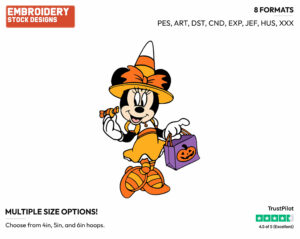 Witch Minnie Mouse - Disney Characters - Halloween - Holiday Inspired Embroidery Design in 3 sizes & 8 formats