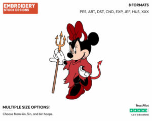 Devil Minnie Mouse - Disney Characters - Halloween - Holiday Inspired Embroidery Design in 3 sizes & 8 formats