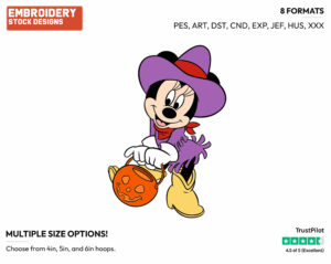 Cowgirl Minnie Mouse - Disney Characters - Halloween - Holiday Inspired Embroidery Design in 3 sizes & 8 formats
