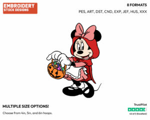 Minnie Mouse As Little Red Riding Hood - Disney Characters - Halloween - Holiday Inspired Embroidery Design in 3 sizes & 8 formats