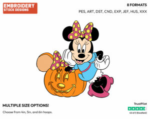 Minnie Mouse - Disney Characters - Halloween - Holiday Inspired Embroidery Design in 3 sizes & 8 formats