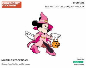 Minnie Mouse - Disney Characters - Halloween - Holiday Inspired Embroidery Design in 3 sizes & 8 formats