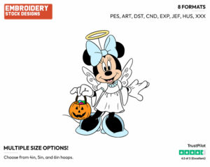 Angel Minnie Mouse - Disney Characters - Halloween - Holiday Inspired Embroidery Design in 3 sizes & 8 formats