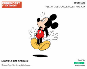 Mickey Mouse Jumping In Fear - Disney Characters - Halloween - Holiday Inspired Embroidery Design in 3 sizes & 8 formats