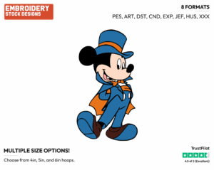 Mickey Mouse As A Vampire - Disney Characters - Halloween - Holiday Inspired Embroidery Design in 3 sizes & 8 formats