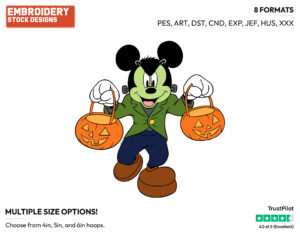 Mickey Mouse As Frankenstein's Monster - Disney Characters - Halloween - Holiday Inspired Embroidery Design in 3 sizes & 8 formats
