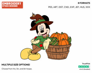 Scarecrow Mickey - Disney Characters - Halloween - Holiday Inspired Embroidery Design in 3 sizes & 8 formats