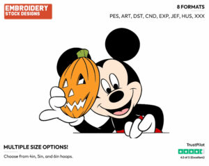 Mickey Mouse Pumpkin Mask - Disney Characters - Halloween - Holiday Inspired Embroidery Design in 3 sizes & 8 formats