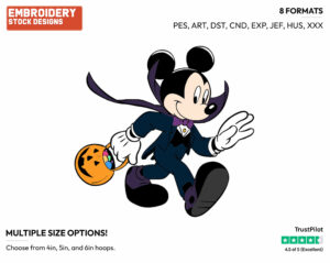 Vampire Mickey Mouse - Disney Characters - Halloween - Holiday Inspired Embroidery Design in 3 sizes & 8 formats