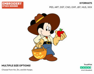 Mickey Mouse Trick-Or-Treating - Disney Characters - Halloween - Holiday Inspired Embroidery Design in 3 sizes & 8 formats