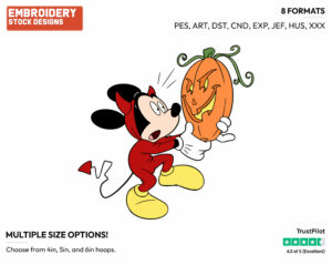 Mickey Mouse - Disney Characters - Halloween - Holiday Inspired Embroidery Design in 3 sizes & 8 formats
