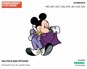 Vampire Mickey Mouse - Disney Characters - Halloween - Holiday Inspired Embroidery Design in 3 sizes & 8 formats