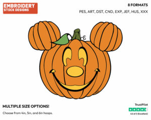 Mickey Mouse Pumpkin - Disney Characters - Halloween - Holiday Inspired Embroidery Design in 3 sizes & 8 formats
