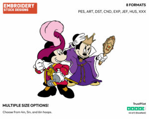 Mickey & Minnie Mouse Wearing Halloween Costumes - Disney Characters - Halloween - Holiday Inspired Embroidery Design in 3 sizes & 8 formats