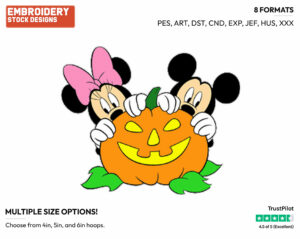 Mickey & Minnie Mouse Pumpkin - Disney Characters - Halloween - Holiday Inspired Embroidery Design in 3 sizes & 8 formats