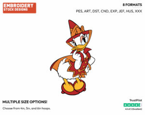 Classic Daisy Duck Dressed As A Witch For Halloween - Disney Characters - Halloween - Holiday Inspired Embroidery Design in 3 sizes & 8 formats