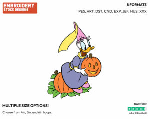 Princess Daisy Duck - Disney Characters - Halloween - Holiday Inspired Embroidery Design in 3 sizes & 8 formats