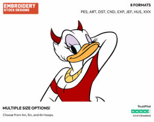 Devil Daisy Duck - Disney Characters - Halloween - Holiday Inspired Embroidery Design in 3 sizes & 8 formats