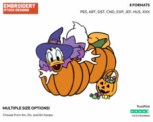 Witch Daisy Duck - Disney Characters - Halloween - Holiday Inspired Embroidery Design in 3 sizes & 8 formats