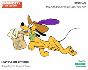 Pluto As A Musketeer - Disney Characters - Halloween - Holiday Inspired Embroidery Design in 3 sizes & 8 formats