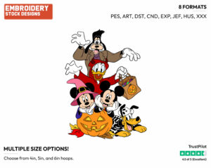 Mickey & Minnie Mouse, Goofy, Donald Duck, Pluto - Disney Characters - Halloween - Holiday Inspired Embroidery Design in 3 sizes & 8 formats
