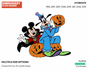 Mickey Mouse, Goofy - Disney Characters - Halloween - Holiday Inspired Embroidery Design in 3 sizes & 8 formats